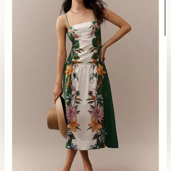 knee length dresses for ladies Farm Rio Garden Of Life Multicolor Sleeveless Midi Dress – Monkee's of  Myrtle Beach main image 1